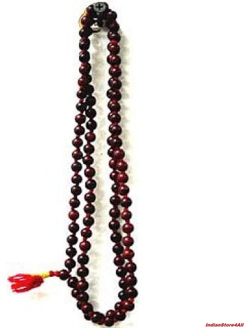 IS4A 8mm Red (Rosewood) Wood Japa Mala Beads Necklace Beads 108 + 1 Hand Knotted Meditation Prayer - Image 5